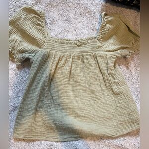 J. Crew Puff Sleeve Blouse in Soft Green